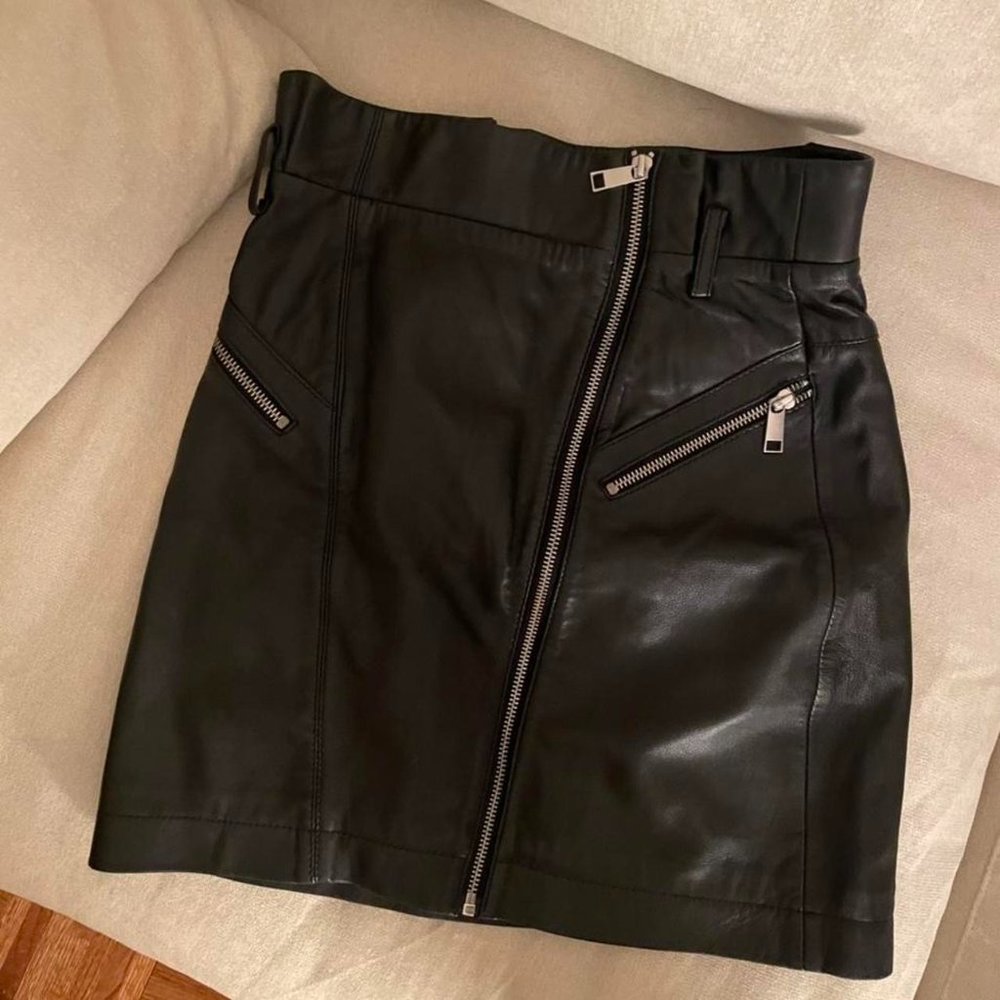 Black faux leather mini skirt TOPSHOP, US 2/UK6